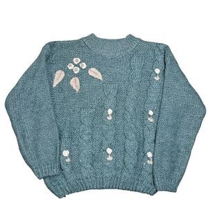 Vintage Shenanigans Hand Knitted Sweater Crochet Y2K Grannycore Preppy Medium